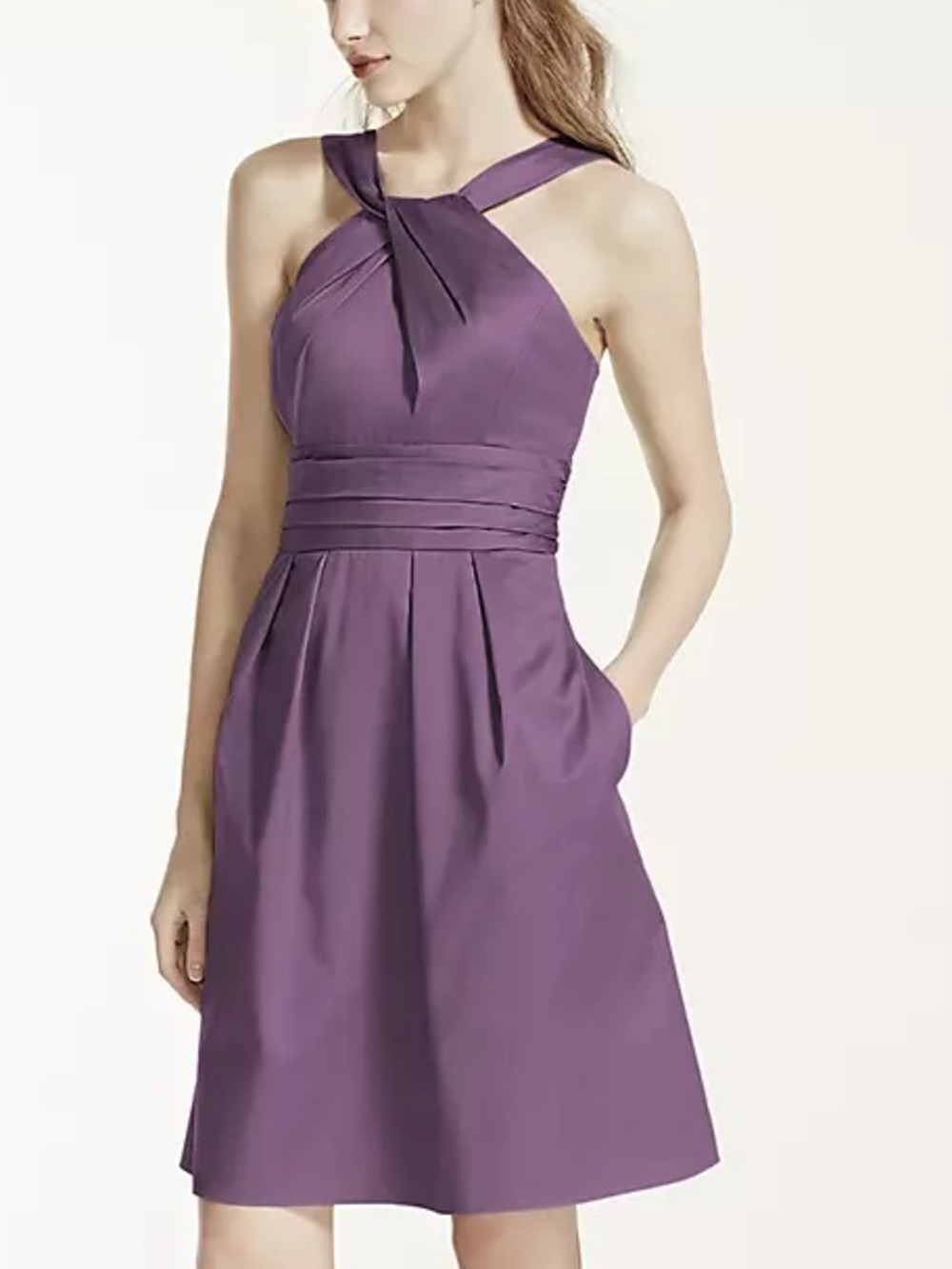 David's Bridal One-Shoulder Plum Cocktail Dress size 10
